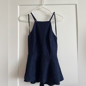 Ever New Navy Lace Peplum Halter Top
